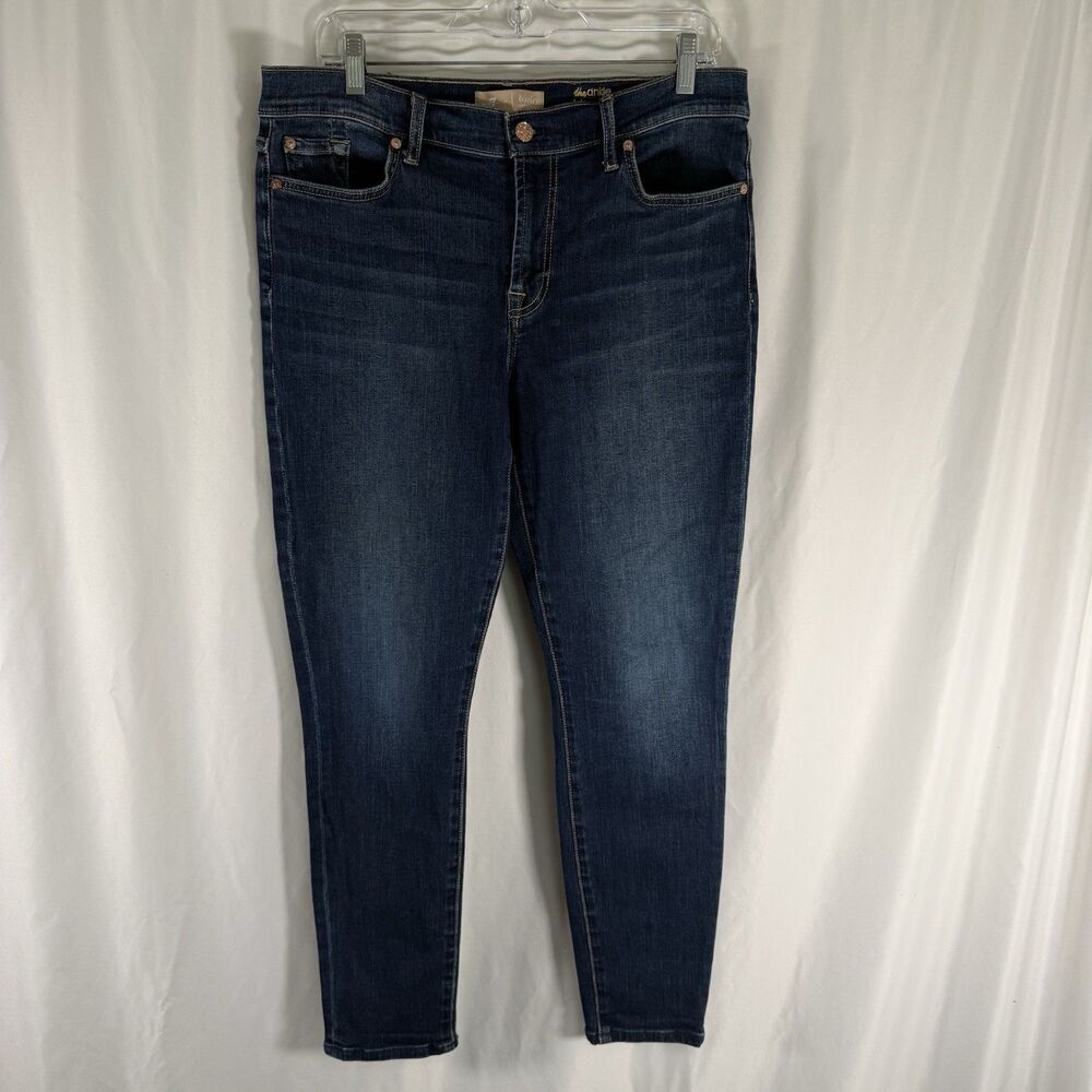 7 For All Mankind Bair Ankle Skinny Jeans Women's 32 Dark Wash Skinny Leg